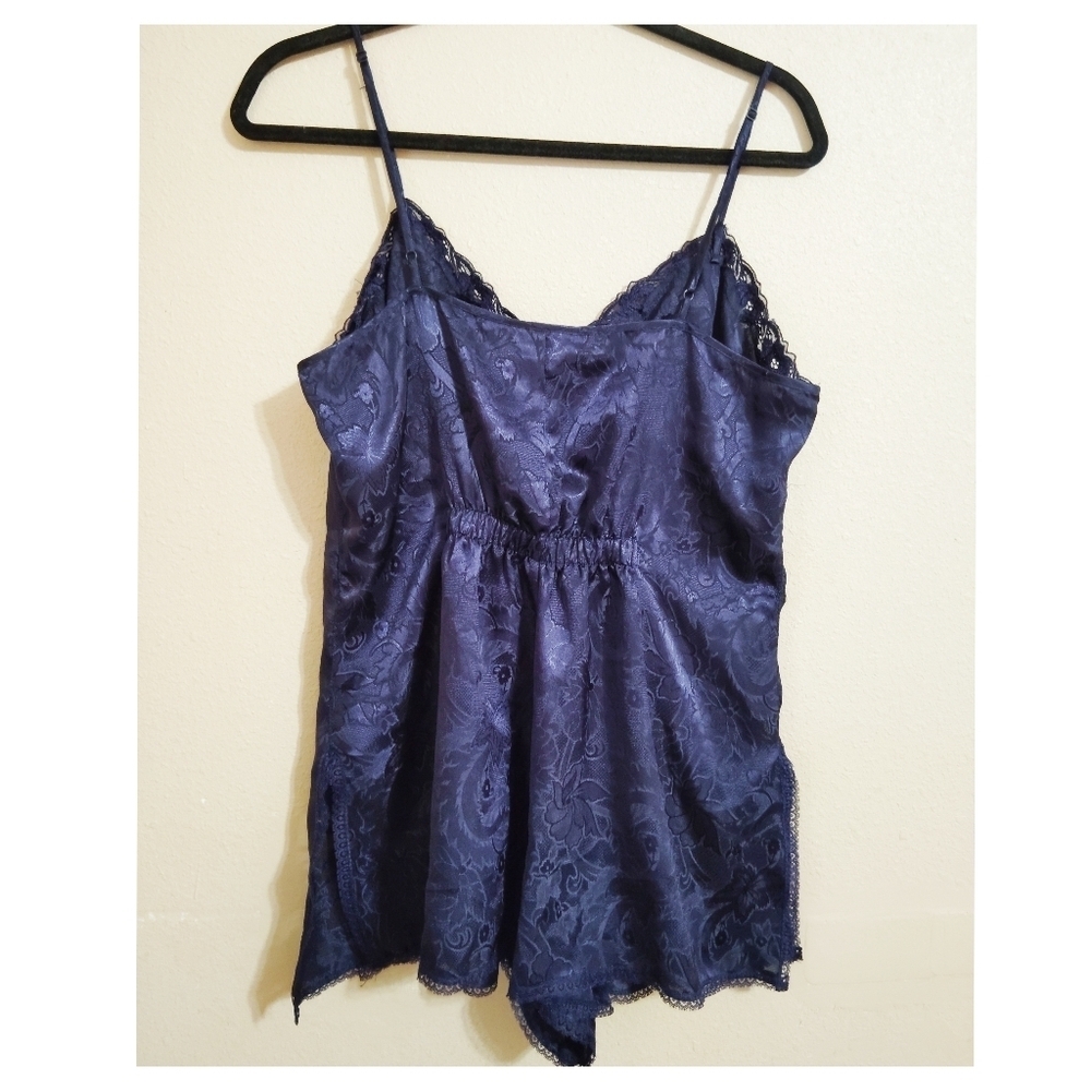 Victoria Secret Gold Label Lace Blue Teddy Romper Size Large - Picture 2 of 5